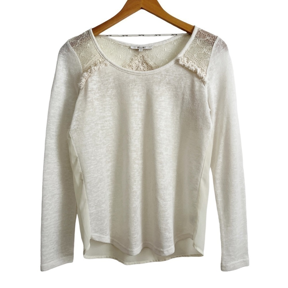 MISS Me Crochet Embroidered Sheer Long Sleeve Top